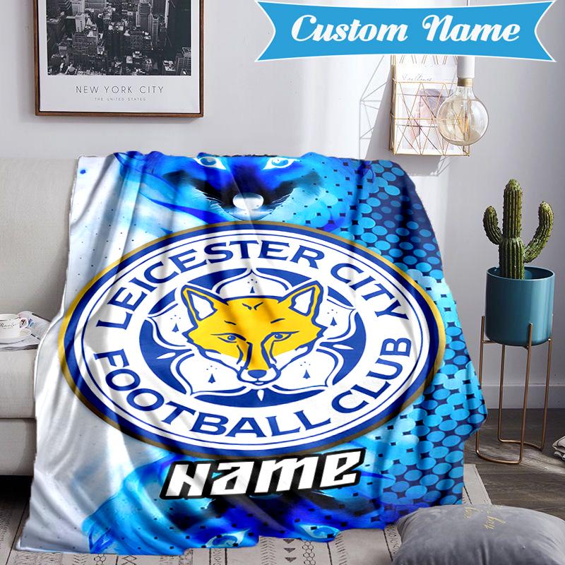 Custom Name Leicester FC Crest Blanket Lightweight Ideal Bedding Blanket Perfect for Travel, Camping, Living Rooms, Sofas, Christmas gift