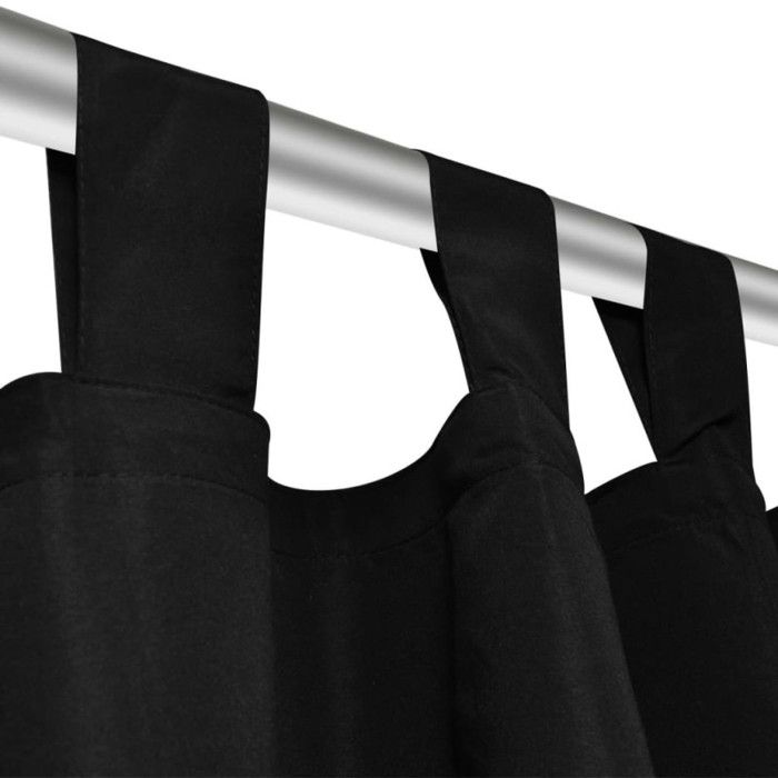 2 Pcs Black Micro Satin Tab Top Curtain 140 X 175 Cm
