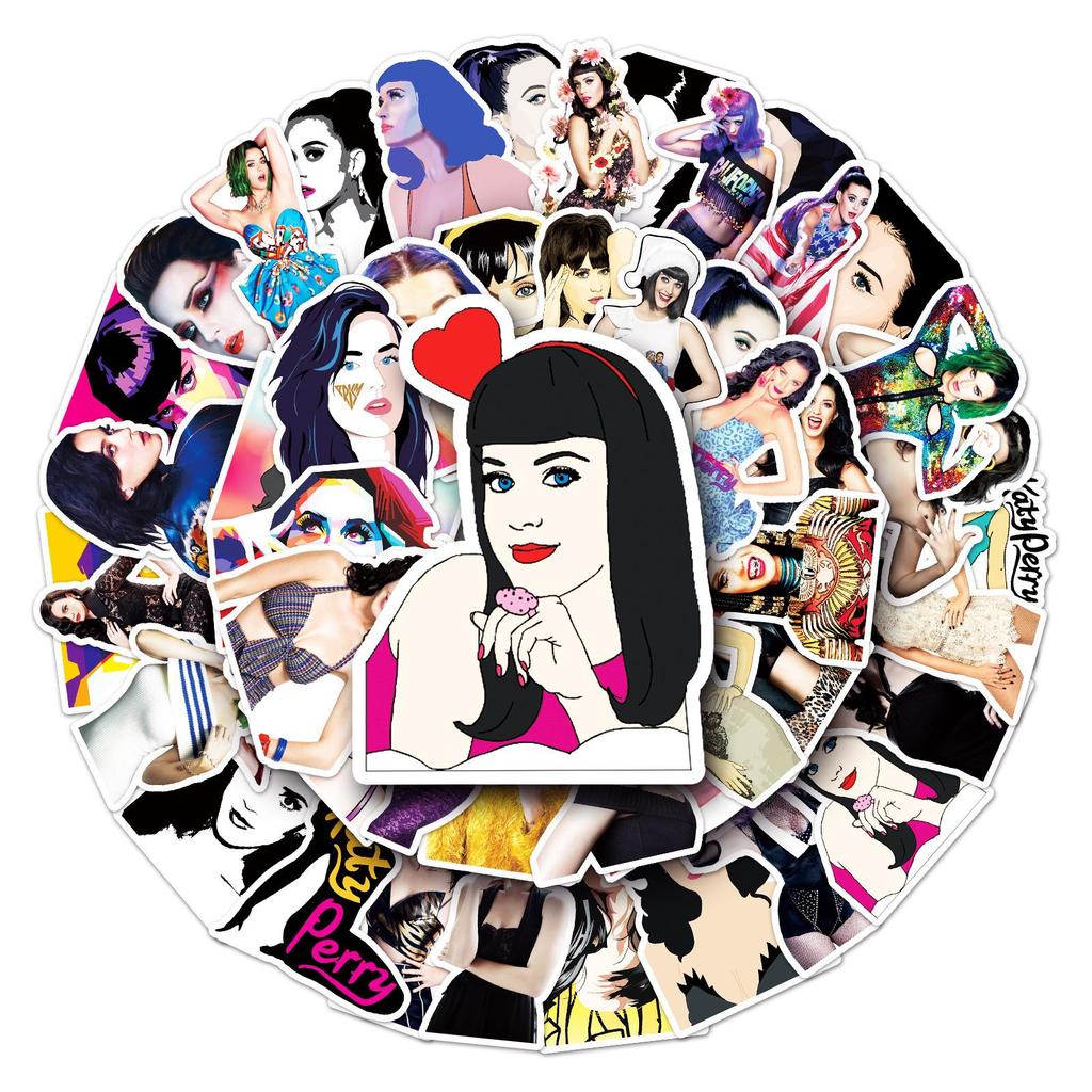 Katy Perry Celebrity Stickers - 50 Sheets: Waterproof Journal, Car & Motorcycle Decoration
