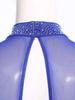 Womens Gymnastics Unitard Bodysuit Rhinestone Sheer Mesh Patchwork Cutout Back Full Body Jumpsuit Figure Skating Wear