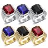 Hip Hop Gold Color  Stone Men Rings Punk Style 316L Stainless Steel Ring for Men Jewelry High Quality Men Ring with Rhinestone