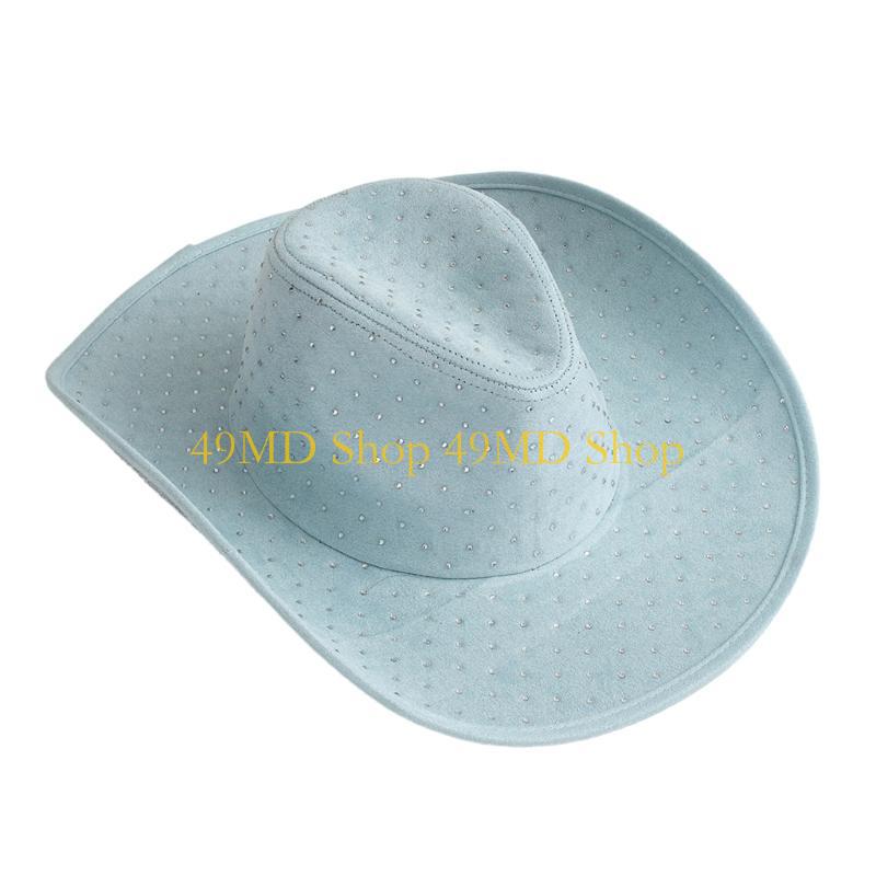 49MD Bride Party Hat Crystal Panama Hat for Male Female Dancing Comedian Actor