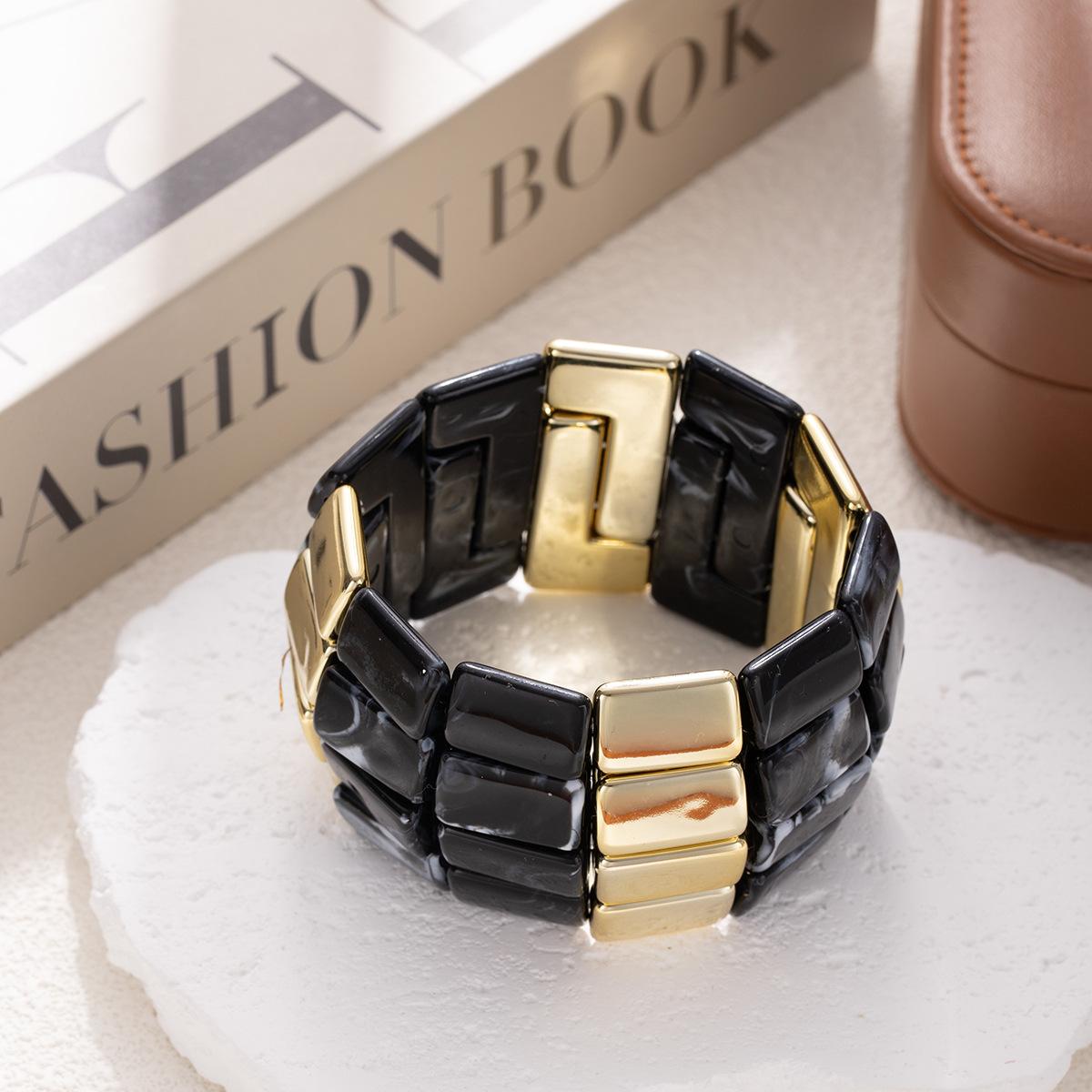 Преувеличенный Ретро Размазанный Эластичный Браслет-Веревка, Высококлассный Легкий Роскошный Нишевый Персонализированный Браслет в Клетку Аксессуары