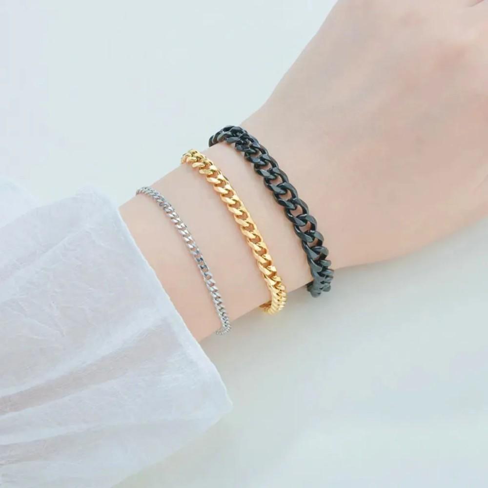 New Trendy Cuban Chain Men Bracelet Classic Stainless Steel 3 5 7mm Width Chain Bracelet For Men Women Jewelry Party Gift