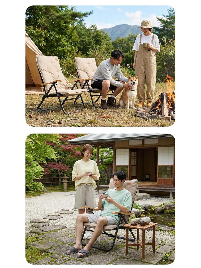 KingCamp Kangaroo Outdoor Folding Recliner: Portable High-Back Chair for Camping & Relaxation - Dual-Use Sitting & Lying, Four Seasons Comfort.