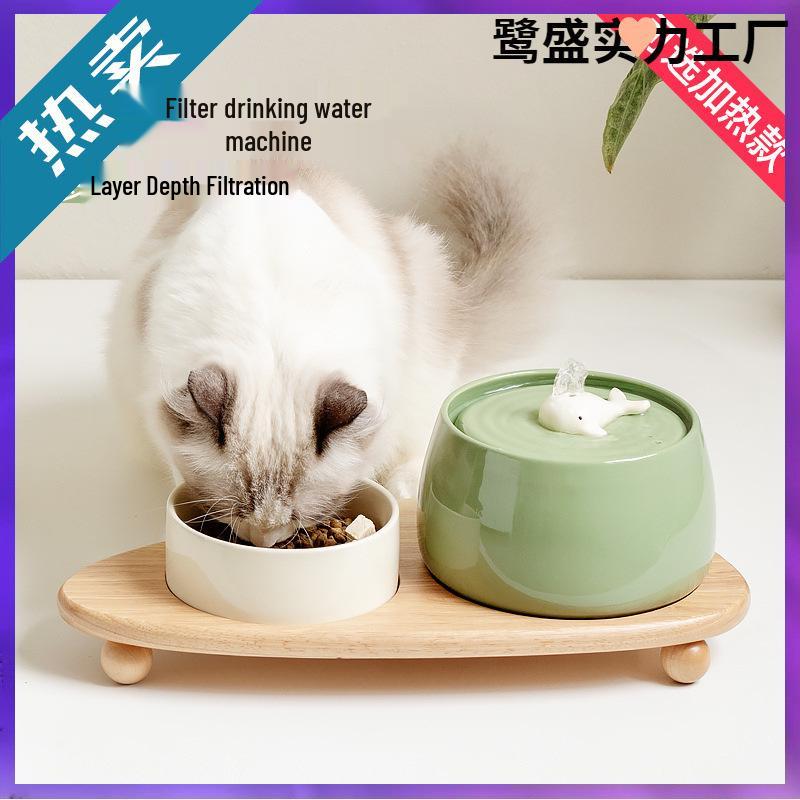 Fuente de Agua Cerámica para Gatos con Filtro de Circulación Automática Silencioso