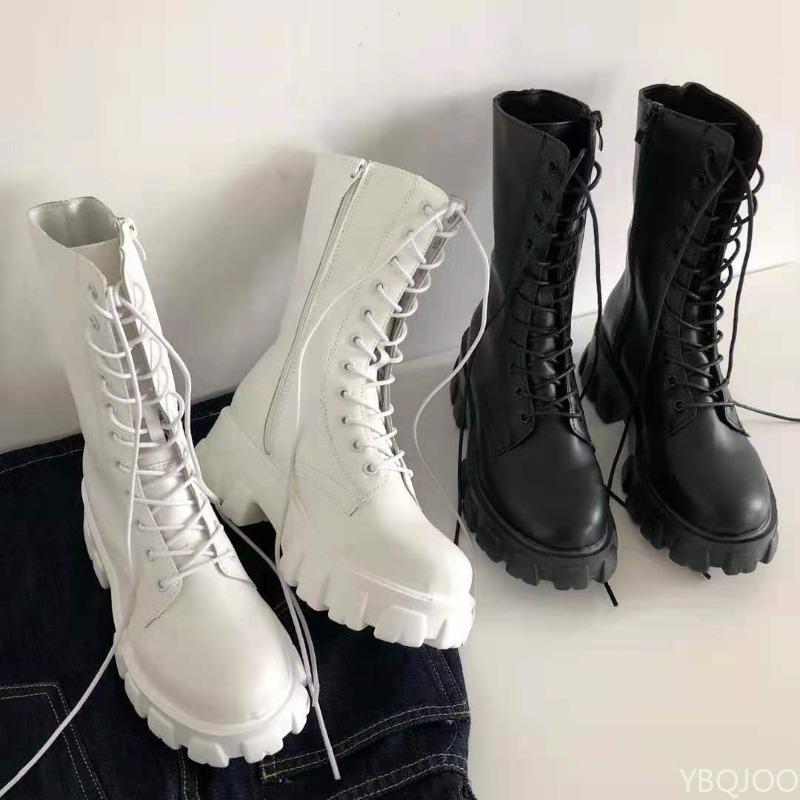 Women's Spring Autumn Thin Thick Soled Tall Strap Short Boots Versatile Retro Simple Comfortable Wear Resistant Mid Heeled Boots