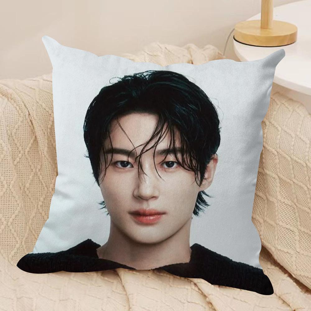BByeon Wooseok Korea Cushion Cover Silky Short Plush DoubleSided Printed Pillow Case for Sofa All Seasons Home Decor Gift