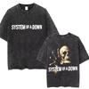 System of A Down Toxicity Album Graphic Washed T-shirts Men Women Rock Oversized T Shirt Male Vintage Alternative Metal T-shirts Daily Wear Cool Top