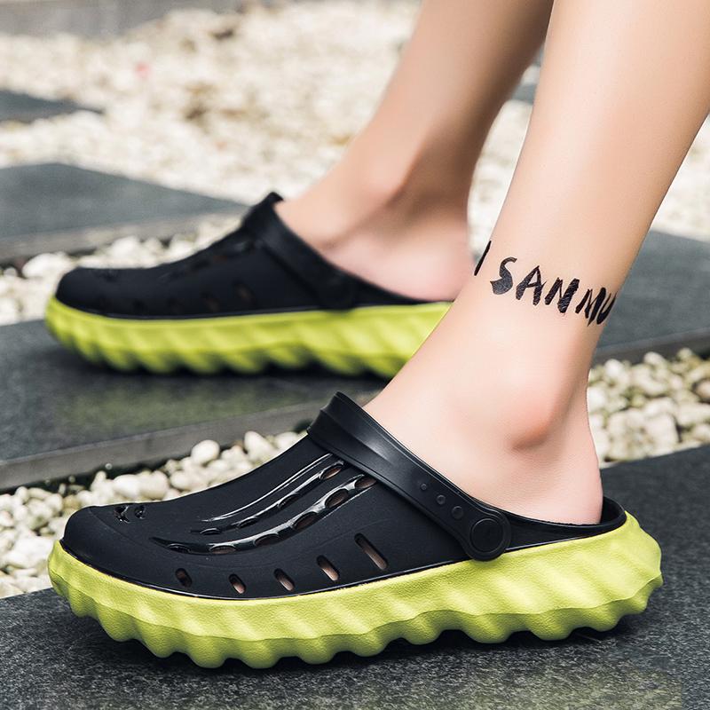 Sandalen für Herren Lochschuhe für Herren Runde Zehenpartie Strandschuhe Jelly-Sandalen Herren Hausschuhe Fahrschuhe