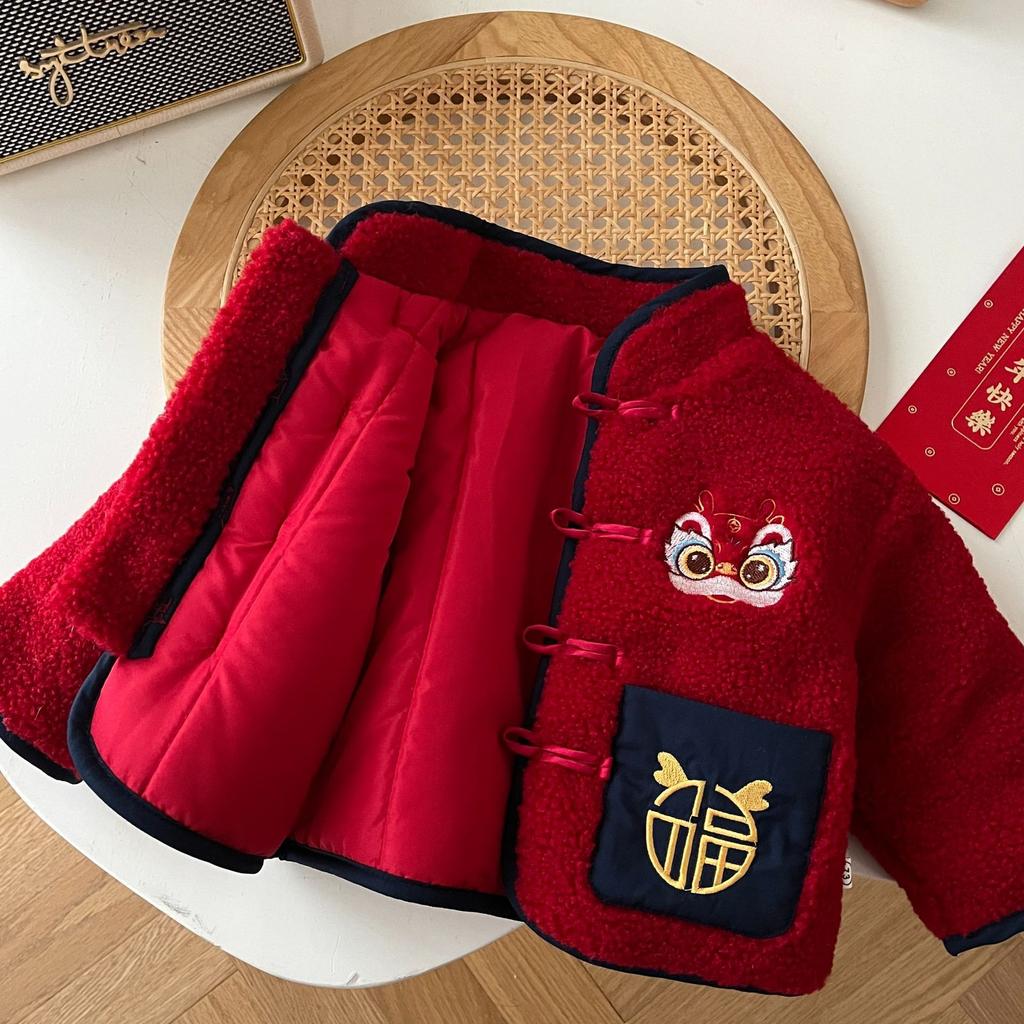 Red Top Baby Chinese New Year Clothes Winter Boy Jacket Children Kids Windbreaker Boys Coat