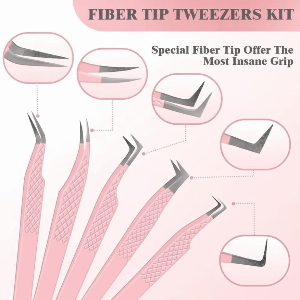 Anti-static Eyelash Extension Tweezer Stainless Steel Fiber Tip Grafting False Eyelash Tool  Women