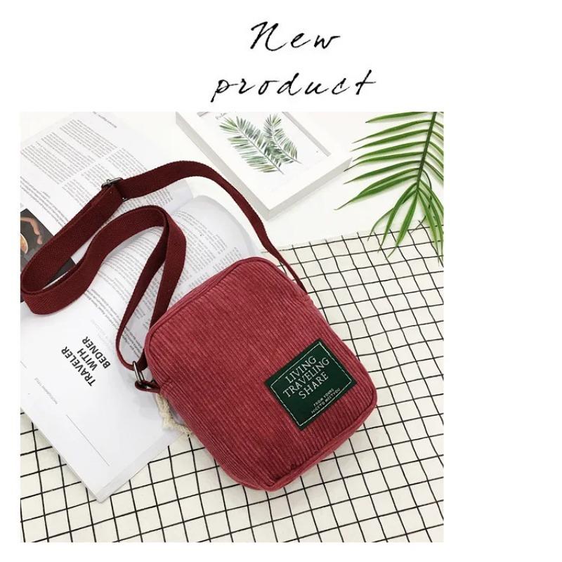 Fashion Women Corduroy Crossbody Messenger Bag Shoulder Bags Ladies Casual Handbag for Women