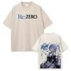 Rem Re:Camiseta Estampada de Anime ZERO Harajuku Vintage Lavada Roupa Masculina Feminina Oversized Manga Curta 100%Algodão Camisetas Tops
