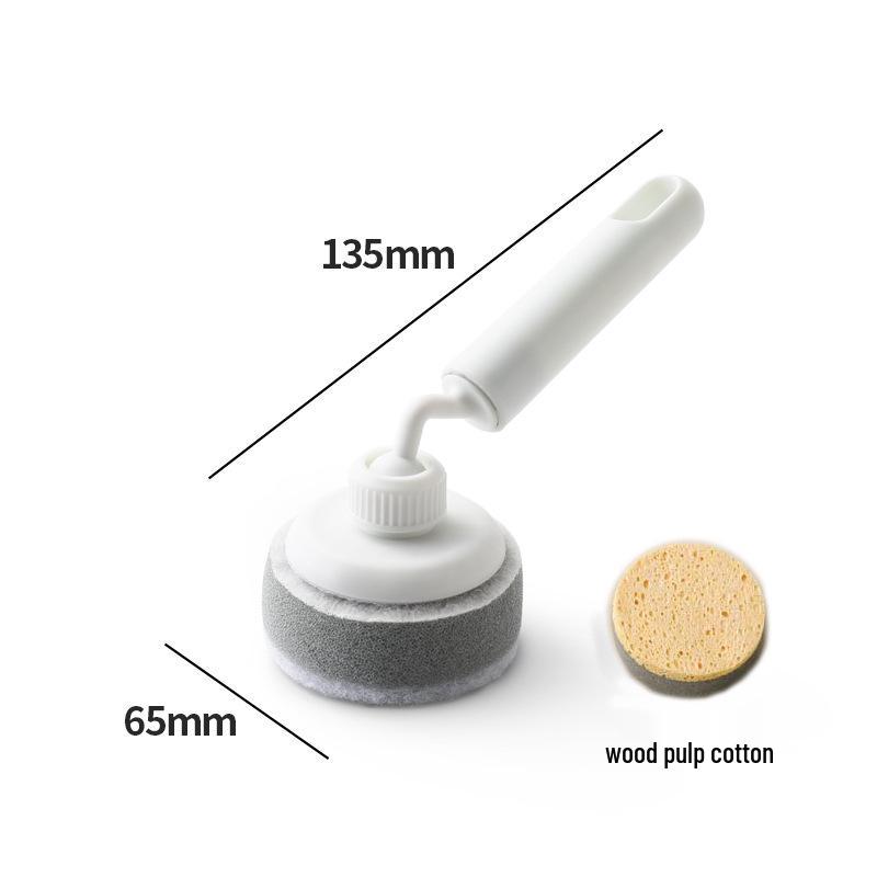 Non-stick Pan Cleaning Brush - Long Handle, Non-Damaging Scrubbing Sponge for Pots and Dishes