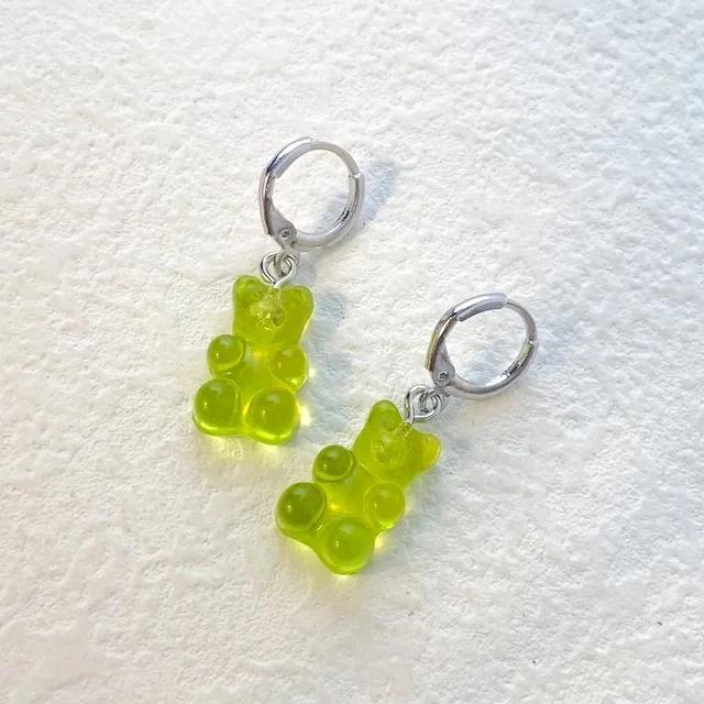 Cute Acrylic Candy Gummy Bear Dangle Earrings for Women Rainbow Bear CZ Hoop Earrings 2022 Korean Fashion Sweet Girl Zircon