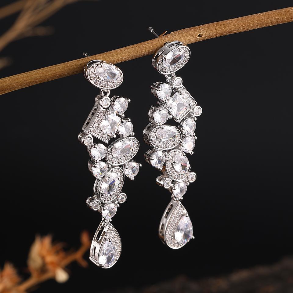 ZAKOL Clearance AAA Cubic Zirconia Wedding Bridal Dangle Earrings for Women Shiny Zircon Luxury Party Zircon