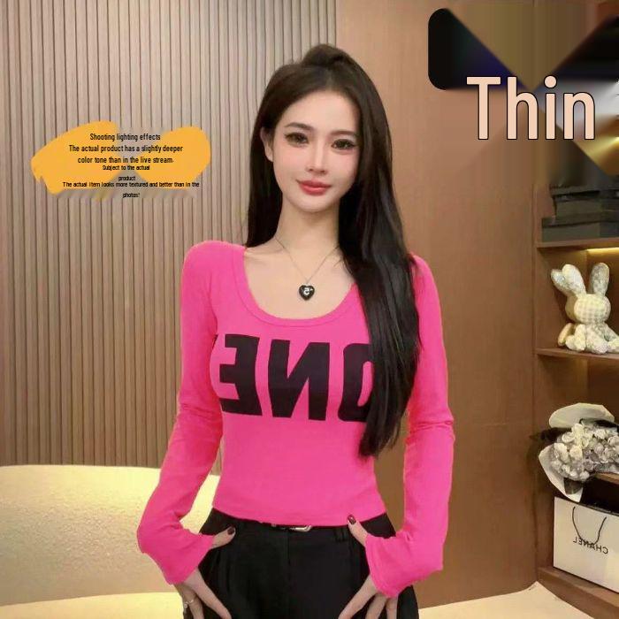 

2025 Spicy Girl Women s U-Neck Short-Sleeve T-Shirt - American Straight Shoulder, Summer Chic, Niche Pure Desire Top Extra Large