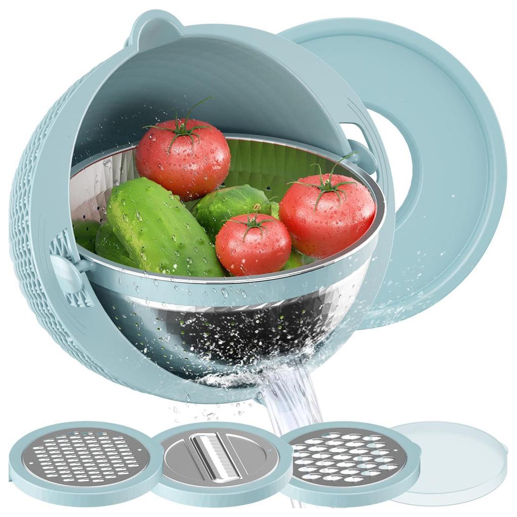 Stainless Steel Inner Liner, Rotatable Double-Layer Vegetable Washing And Shredding Tool, Basket