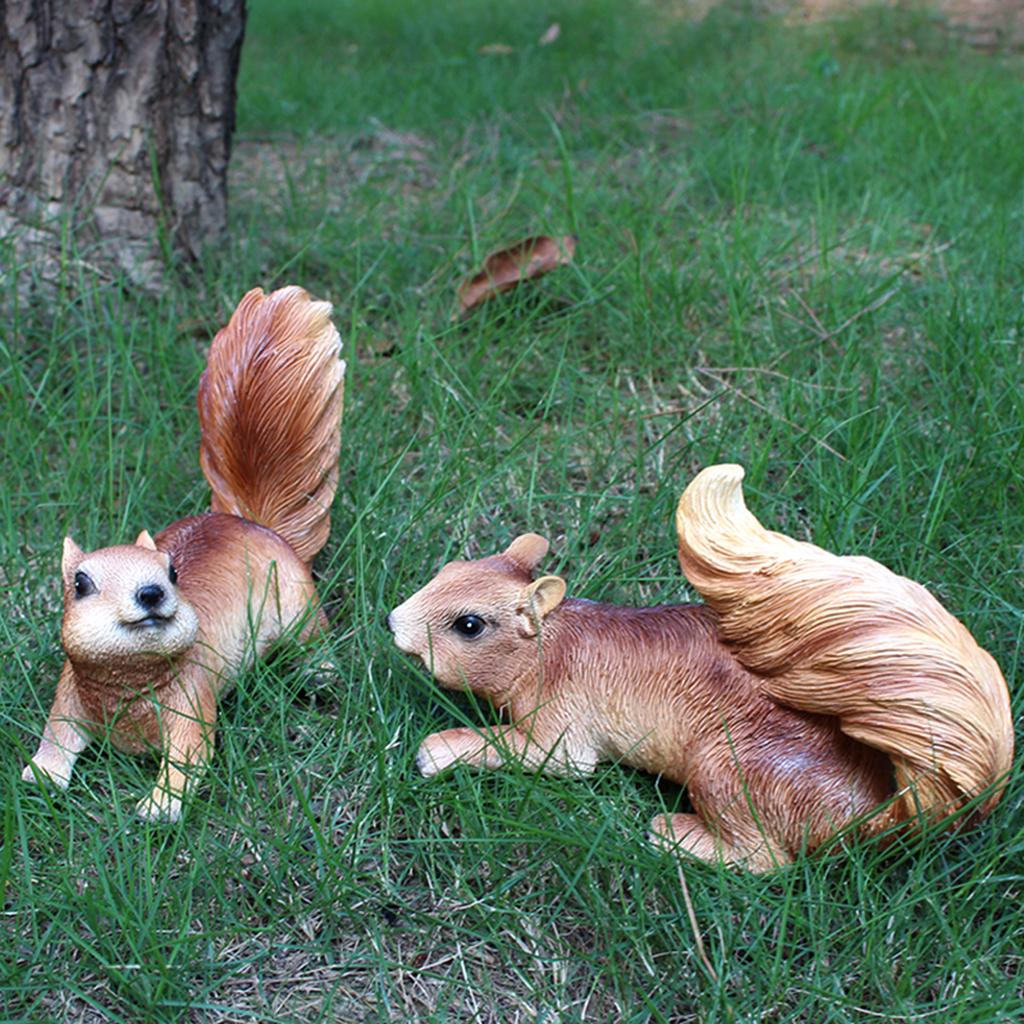 2-piece Simulation Squirrel, Garden Decoration Animal Pendant, Hand-painted Resin Crafts, Spring Garden Decoration, Home Decor