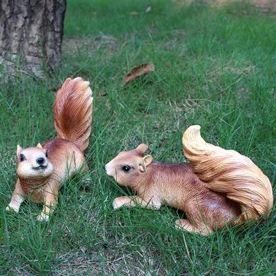 2-piece Simulation Squirrel, Garden Decoration Animal Pendant, Hand-painted Resin Crafts, Spring Garden Decoration, Home Decor