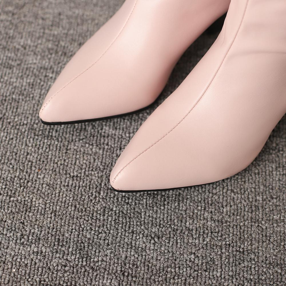 Różowo-brązowe damskie kozaki za kolano dziwne wysokie obcasy duży rozmiar 48