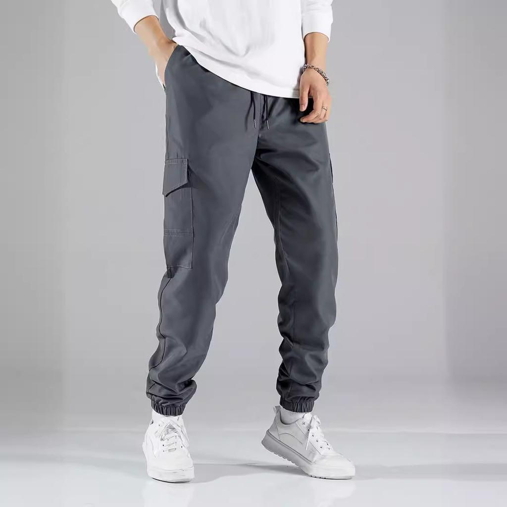 New Fashion Men's Work Trousers Sub High Street Retro Casual Multi-pocket Drawstring Trousers Men