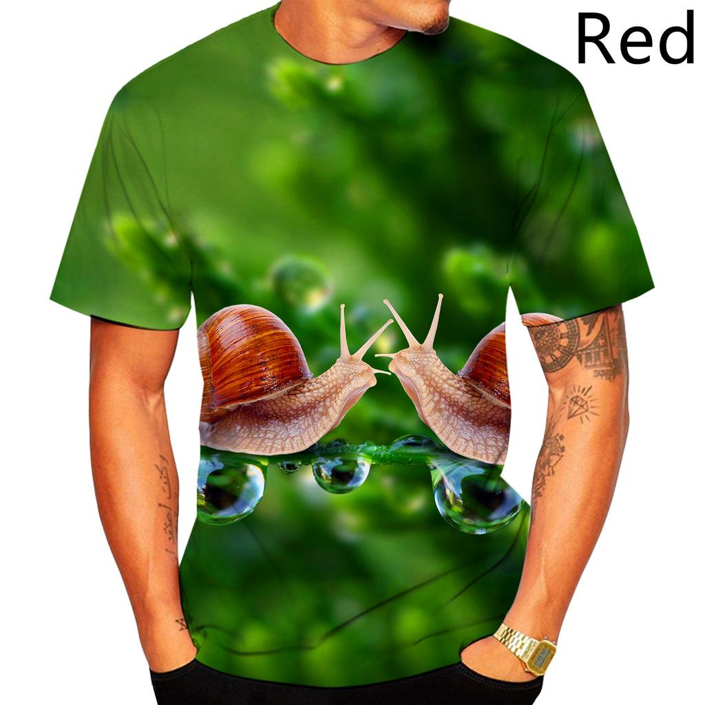 Letnie T-shirty męskie z okrągłym dekoltem, z zabawnym wzorem ślimaka 3D, modne, casualowe, z krótkim rękawem