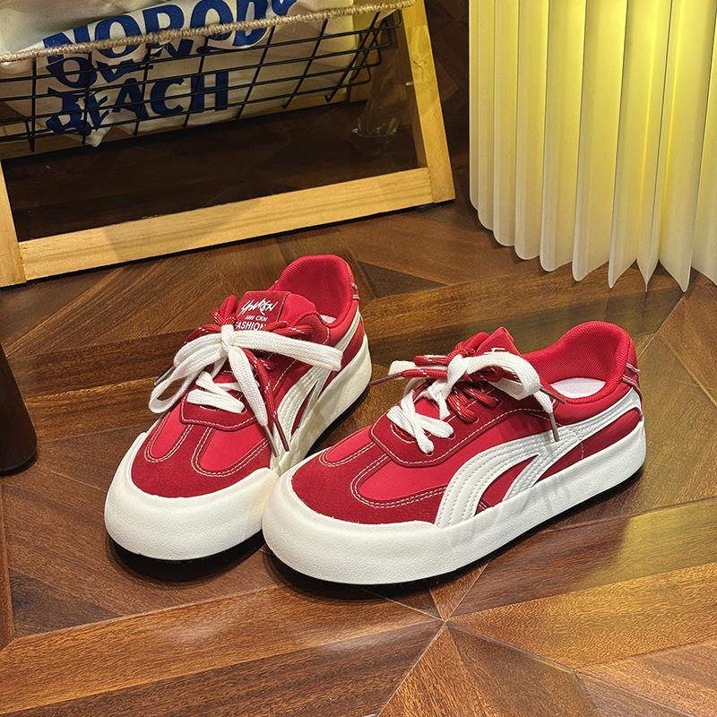 6 red niche design board shoes women's trendy retro platform versatile casual sports shoes
