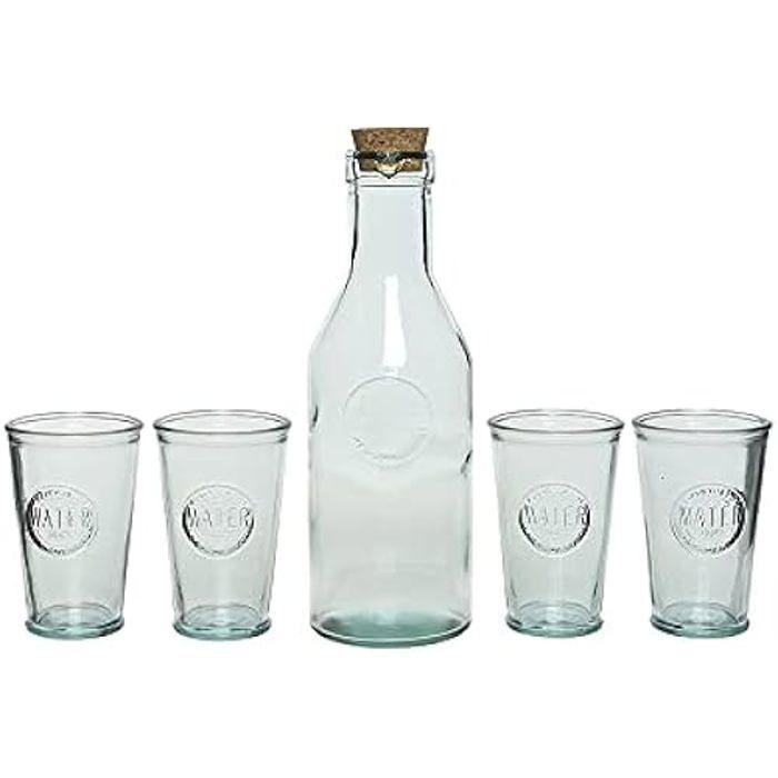 Kaemingk Lot de 4 Bouteilles en Verre avec 4 Verres Transparent