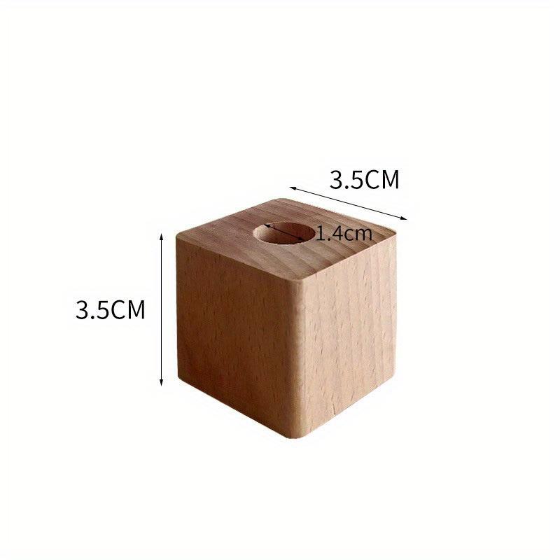 1pc Walnut Wood Beech Pen Holder Pen Container For Desk Stationery Storage Creative Square Shape Pen Hole Pencil Slot Pencil Stand