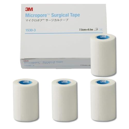 Solventum Micropore Surgical Tape White Non-woven Medical Tape 75mm x 9.1m 4 Rolls 1530-3