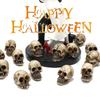 Synthetic Resin Skull Ornaments Halloweens Tabletop Decoration Set with Skeleton Figures