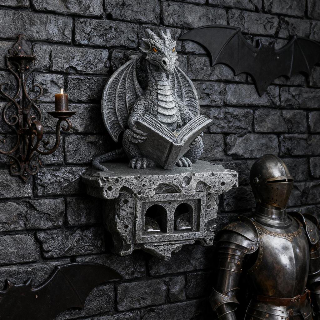 Čtení Kniha Drak Solární Světlo Venkovní Nástěnné Dekorativní Dračí Lampa Pryskyřičná Dračí Lampa Dekorace Pro Verandu Terasu Dvorek Zahrada