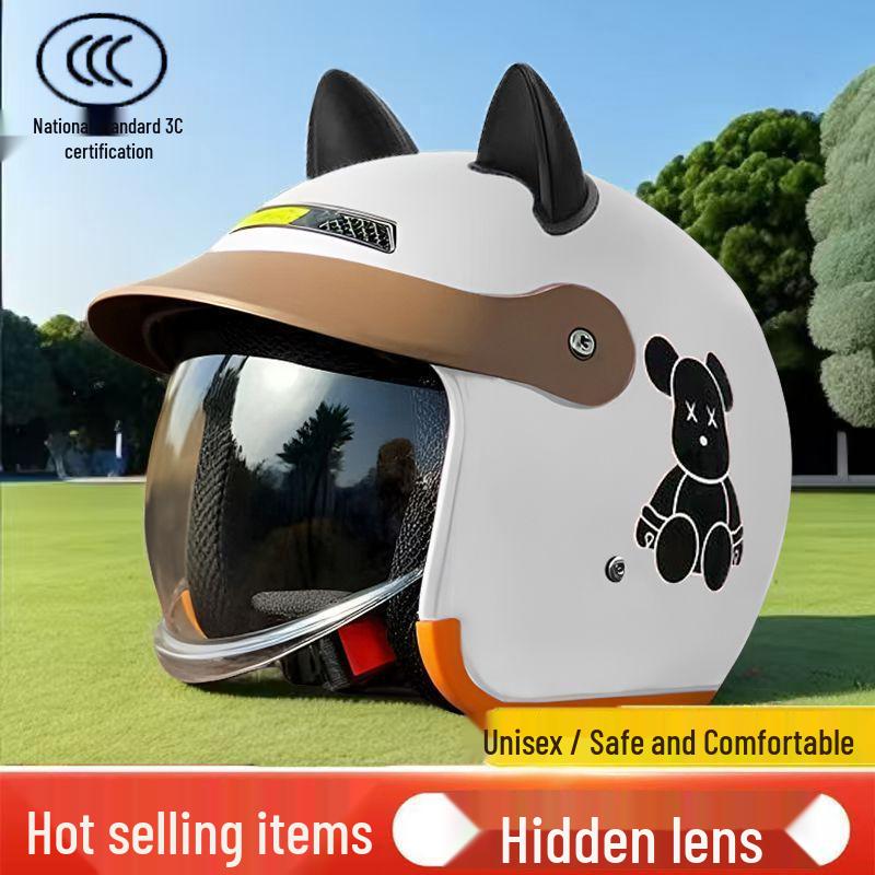 3C Certified Winter Electric Vehicle Safety Helmet: Unisex, Warm, Half-Helmet
