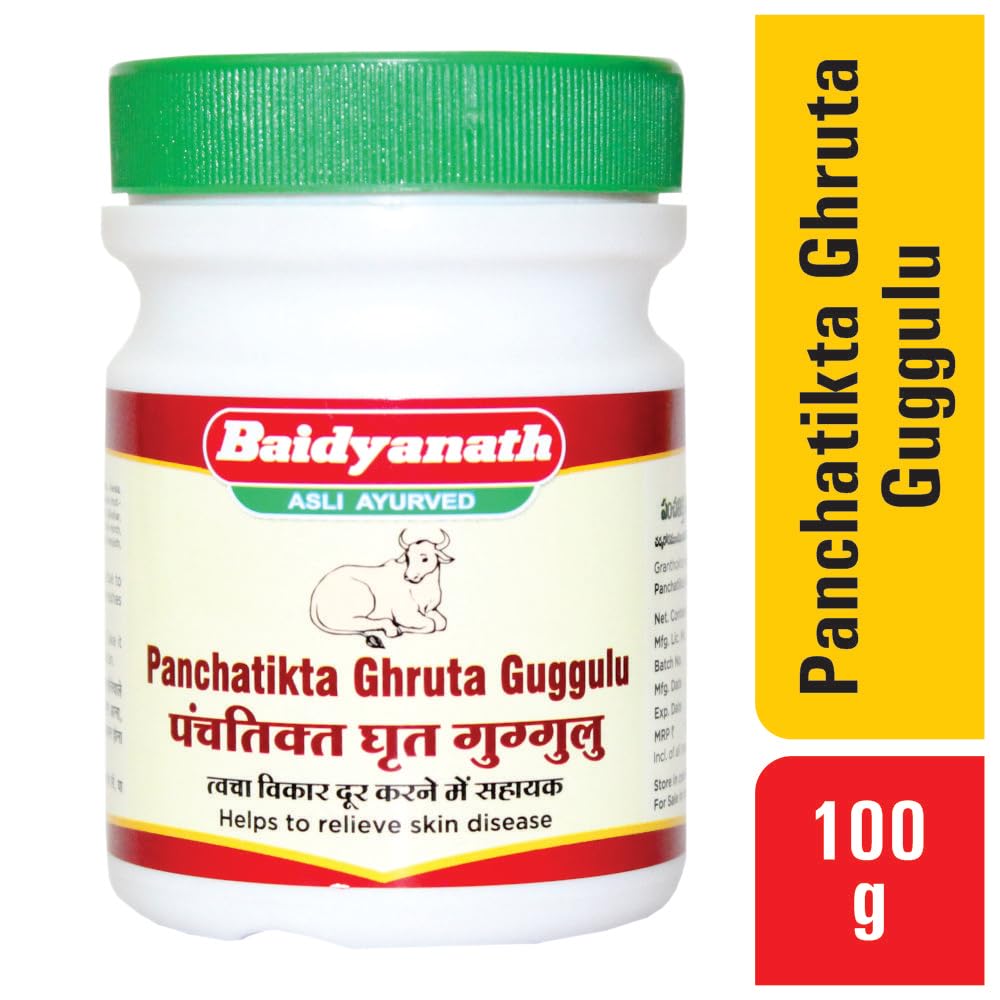 Baidyanath Panchatikta Ghruta Guggulu 100 Gm | Ayurvedic Herbal Blend with Ghee Base for Skin Wellness and Nourishment | Traditional Indian Formula
