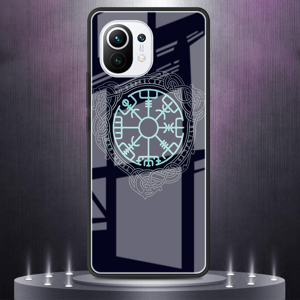 

Чехол из закаленного стекла для Xiaomi Mi Poco X3 NFC 11 Ultra Note 10 Lite 10T Pro F3 9T 11i M3 Shell Phone Cover Viking Vegvisir Logo Mi 9T Pro