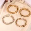 7/8/9inch Prong Miami Cuban Link Chain Bracelets for Women 2 Row Rhinestone Cuban Chain Bracelet Wristband Trendy Jewelry Gifts