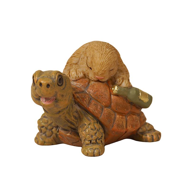 1PCS The Bunny Standing Rabbit Outdoor Garden Statue Turtle Hedgehog Statue Full Color Finish Small Animals Decorations