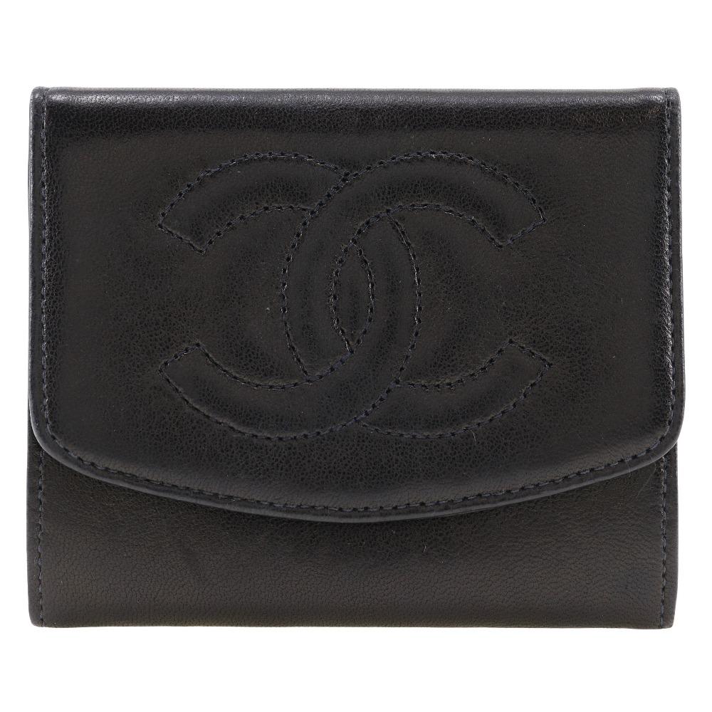

CHANEL COCO Mark Coin Purse vintage black lambskin Women Used