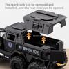 1:32er Maßstab Conqueror Polizeiauto Modellspielzeug Metallkarosserie Gummireifen Sound Licht Geländewagen Modelle für Kinder Hobby Ornamente