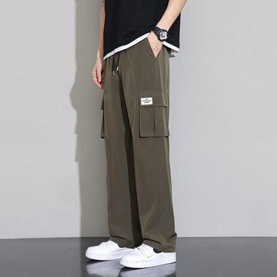 FARUISHI Men's Summer Ice Silk Quick-Dry Cargo Pants