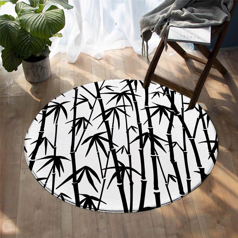 BeddingOutlet Flowers Bedroom Floor Mat Green Leaves Round Carpet Tropical Plants Rug Floral Living Room