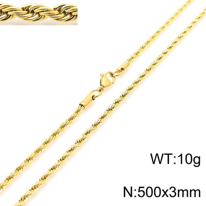 Spot Multi-Size Stainless Steel Twisted Rope Chain Necklace for Couples - Unisex Titanium Steel Design