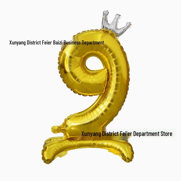 32-Inch Ins Style Digital Standing Crown Base Foil Balloon for Children's First Birthday