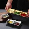Muti-grid 304 Stainless Steel Seasoning Plate Sauce Divide Dishes Hot Pot BBQ Soy Vinagar Dish Meal Table Service for Kitchen
