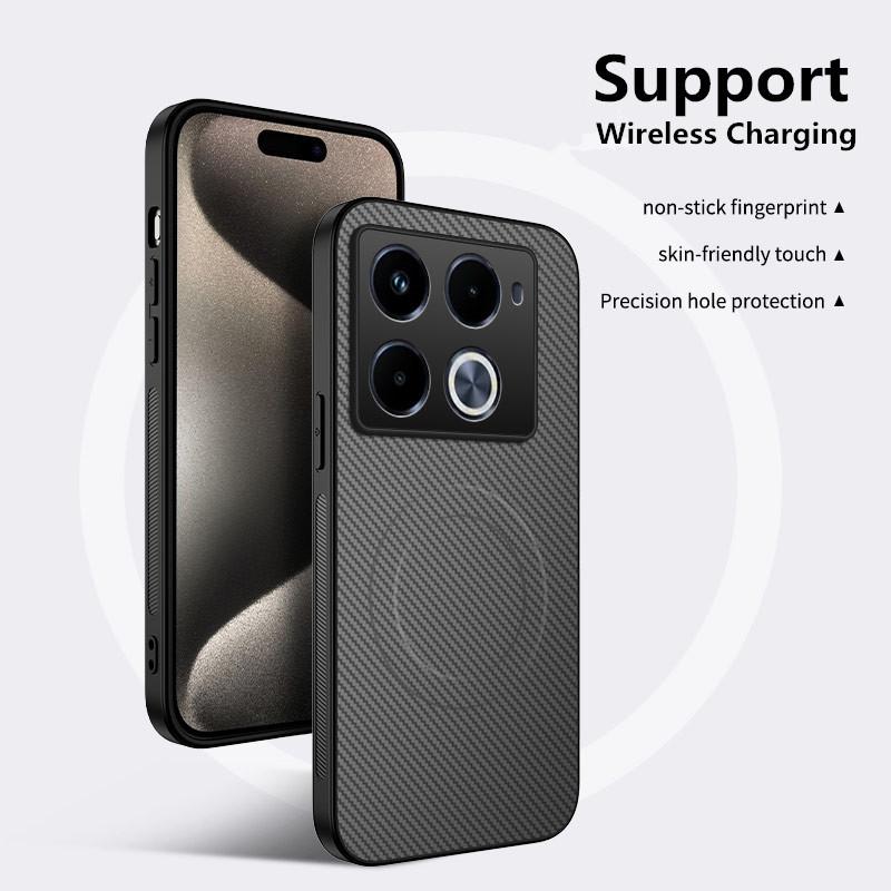 

Чехол для телефона из искусственной кожи с узором из углеродного волокна для Infinix note 40 50 pro plus со встроенным железным листом и жесткой задней крышкой Infinix HOT 50 5G