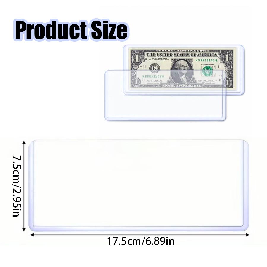 16pcs Transparent PVC Currency Sleeves, Clear Banknote Money Holders, Ideal Organizer for Paper Money, Bills, Bank Notes, XJM