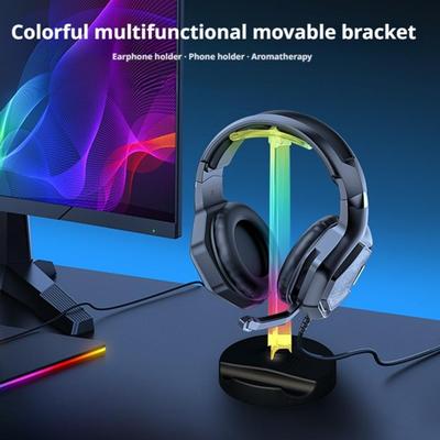 Universal RGB Headphones Stand Holder Desk Gaming Headset Built-in Aromatherapy Display Holder Non-Slip Rubber Base for Gamer