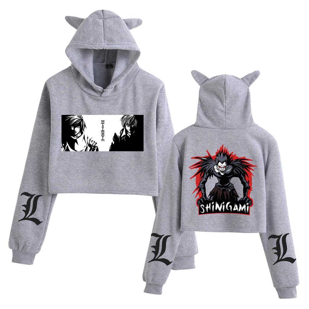 Women's 'Death Note' Cat Ear Crop Top Hoodie